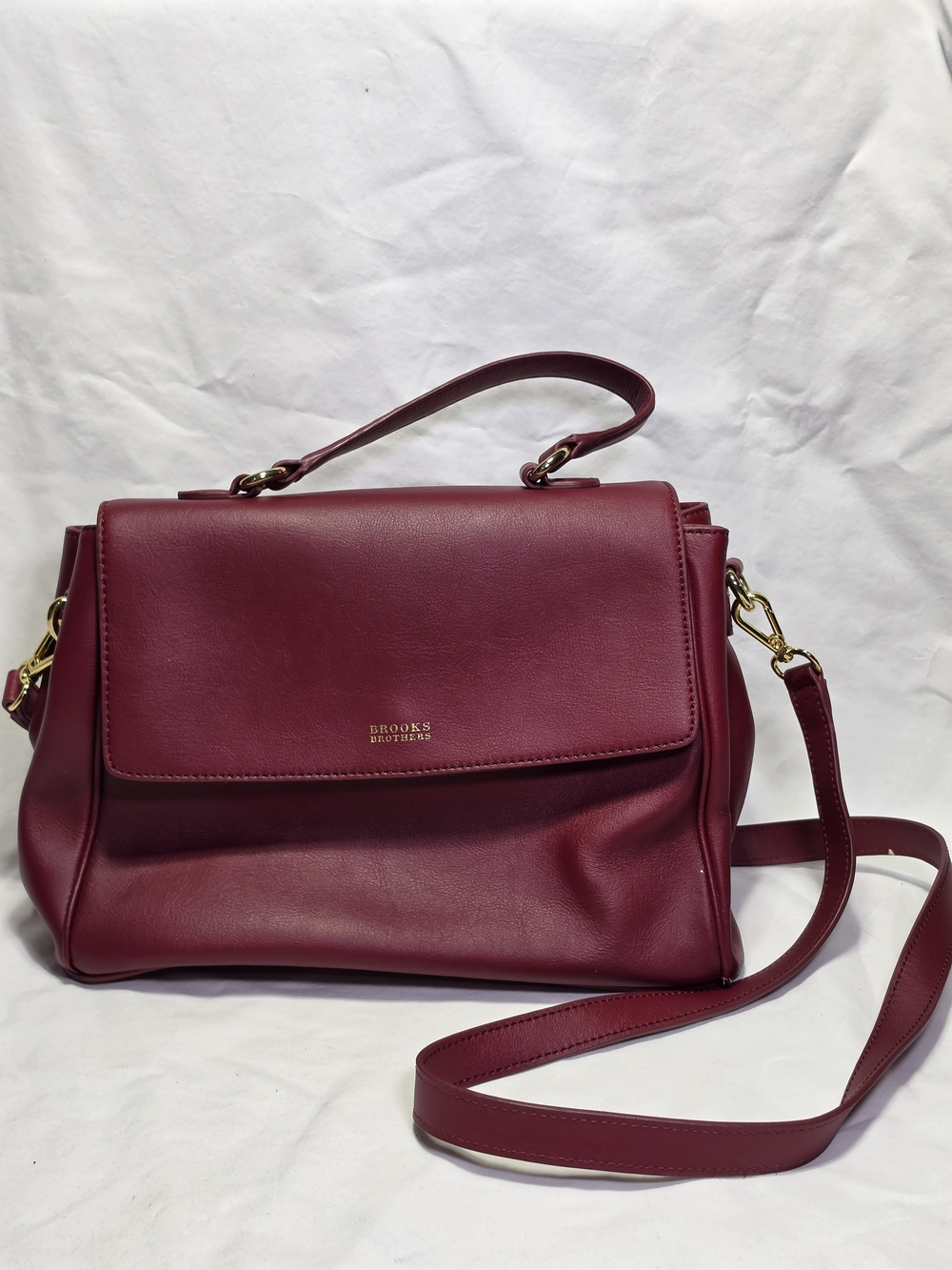 Brooks Brothers Burgundy Leather Top-Handle Satchel